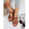 imageVerdusa Womens Braided Strappy Flat Sandals Summer Slides Open Toe Beach ShoesMocha Brown
