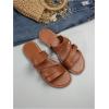 imageVerdusa Womens Braided Strappy Flat Sandals Summer Slides Open Toe Beach ShoesMocha Brown