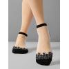 imageVerdusa Womens Fishnet Floral Lace Transparent SocksBlack1