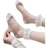 imageVerdusa Womens Fishnet Floral Lace Transparent SocksWhite Polka Dots