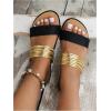 imageVerdusa Womens Metallic Strappy Flat Sandals Summer Slide Sandals Casual ShoesBlack and Gold