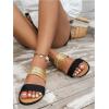 imageVerdusa Womens Metallic Strappy Flat Sandals Summer Slide Sandals Casual ShoesBlack and Gold