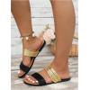 imageVerdusa Womens Metallic Strappy Flat Sandals Summer Slide Sandals Casual ShoesBlack and Gold