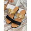 imageVerdusa Womens Metallic Strappy Flat Sandals Summer Slide Sandals Casual ShoesBlack and Gold