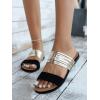 imageVerdusa Womens Metallic Strappy Flat Sandals Summer Slide Sandals Casual ShoesGold Black