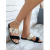 imageVerdusa Womens Metallic Strappy Flat Sandals Summer Slide Sandals Casual ShoesGold Black