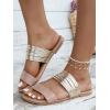 imageVerdusa Womens Metallic Strappy Flat Sandals Summer Slide Sandals Casual ShoesKhaki