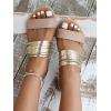 imageVerdusa Womens Metallic Strappy Flat Sandals Summer Slide Sandals Casual ShoesKhaki
