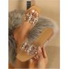 imageVerdusa Womens Rhinestone Clear Flat Sandals Square Toe Slide SandalsApricot