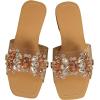 imageVerdusa Womens Rhinestone Clear Flat Sandals Square Toe Slide SandalsApricot