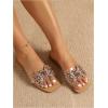 imageVerdusa Womens Rhinestone Clear Flat Sandals Square Toe Slide SandalsApricot