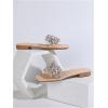 imageVerdusa Womens Rhinestone Clear Flat Sandals Square Toe Slide SandalsBeige