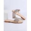 imageVerdusa Womens Rhinestone Clear Flat Sandals Square Toe Slide SandalsBeige