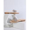 imageVerdusa Womens Rhinestone Clear Flat Sandals Square Toe Slide SandalsBeige