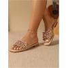 imageVerdusa Womens Rhinestone Clear Flat Sandals Square Toe Slide SandalsLight Brown