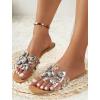 imageVerdusa Womens Rhinestone Clear Flat Sandals Square Toe Slide SandalsSilver