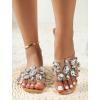 imageVerdusa Womens Rhinestone Clear Flat Sandals Square Toe Slide SandalsSilver