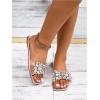 imageVerdusa Womens Rhinestone Clear Flat Sandals Square Toe Slide SandalsSilver Beige