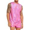 imageVerdusa Mens 2 Piece Metallic Outfit Sleeveless Tank Top and Short Tracksuit SetsPink