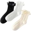 imageVerdusa Womens 3 Pairs Textured Ankle Socks Ruffle Frilly Cute SocksMulticolor