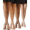 imageVerdusa Womens 4 Pairs Sheer Fishnet Stockings High Waist Lace Mesh TightsBlack White