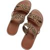 imageVerdusa Womens Braided Strappy Flat Sandals Summer Slides Open Toe Beach ShoesBrown Leopard