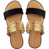 imageVerdusa Womens Metallic Strappy Flat Sandals Summer Slide Sandals Casual ShoesBlack and Gold