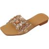 imageVerdusa Womens Rhinestone Clear Flat Sandals Square Toe Slide SandalsApricot