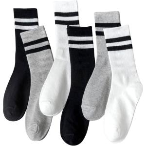 imageVerdusa Womens 6 Pairs Stripes Ankle Socks Casual Sporty Calf SocksMulticolor a
