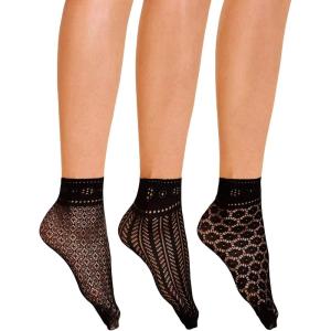 imageVerdusa Womens Fishnet Floral Lace Transparent SocksFishnet Black
