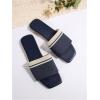 imageVerdusa Womens Color Block Flat Sandals Open Toe Beach Slides Outdoor ShoesBlue