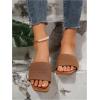 imageVerdusa Womens Color Block Flat Sandals Open Toe Beach Slides Outdoor ShoesCoffee Brown