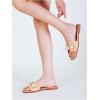 imageVerdusa Womens Flat Sandals Pearl Sandals Square Toe Summer Slip On Flat ShoesApricot
