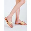 imageVerdusa Womens Flat Sandals Pearl Sandals Square Toe Summer Slip On Flat ShoesApricot