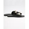 imageVerdusa Womens Flat Sandals Pearl Sandals Square Toe Summer Slip On Flat ShoesBlack