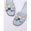 imageVerdusa Womens Flat Sandals Pearl Sandals Square Toe Summer Slip On Flat ShoesBlue