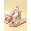imageVerdusa Womens Flat Sandals Pearl Sandals Square Toe Summer Slip On Flat ShoesDusty Pink