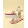 imageVerdusa Womens Flat Sandals Pearl Sandals Square Toe Summer Slip On Flat ShoesDusty Pink