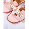 imageVerdusa Womens Flat Sandals Pearl Sandals Square Toe Summer Slip On Flat ShoesPink