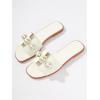 imageVerdusa Womens Flat Sandals Pearl Sandals Square Toe Summer Slip On Flat ShoesWhite