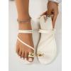 imageVerdusa Womens Metallic Open Toe Thong Sandals Summer Strappy Flat SandalsBeige