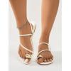 imageVerdusa Womens Metallic Open Toe Thong Sandals Summer Strappy Flat SandalsBeige
