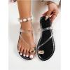 imageVerdusa Womens Metallic Open Toe Thong Sandals Summer Strappy Flat SandalsBlack Transparent