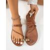 imageVerdusa Womens Metallic Open Toe Thong Sandals Summer Strappy Flat SandalsBrown