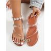 imageVerdusa Womens Metallic Open Toe Thong Sandals Summer Strappy Flat SandalsBrown Transparent