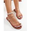 imageVerdusa Womens Metallic Open Toe Thong Sandals Summer Strappy Flat SandalsBrown Transparent