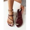 imageVerdusa Womens Metallic Open Toe Thong Sandals Summer Strappy Flat SandalsBurgundy