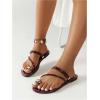 imageVerdusa Womens Metallic Open Toe Thong Sandals Summer Strappy Flat SandalsBurgundy