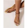imageVerdusa Womens Metallic Open Toe Thong Sandals Summer Strappy Flat SandalsGold