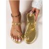 imageVerdusa Womens Metallic Open Toe Thong Sandals Summer Strappy Flat SandalsGold